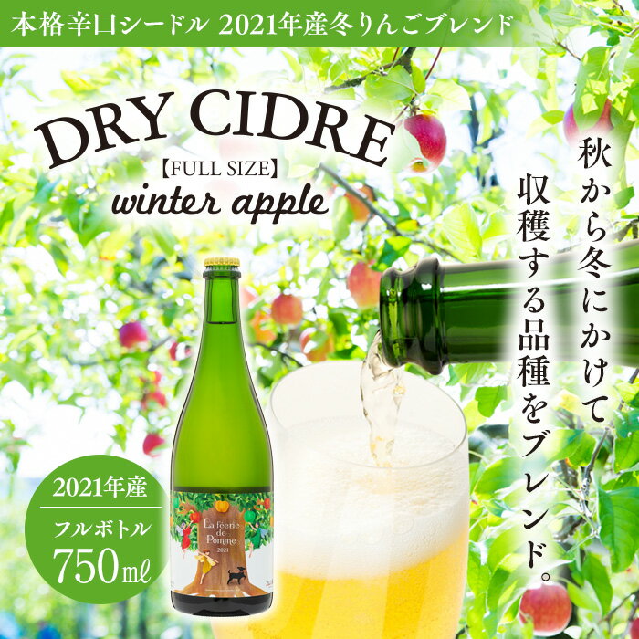 シードル きめ細かい泡立ち 爽快で深み感じる本格辛口シードル 1本 冬りんごブレンド フルボトル 2021産 お酒 酒 シャンパン スパークリングワイン ふじ シナノゴールド グラニースミス りんご リンゴ 林檎 アルコール