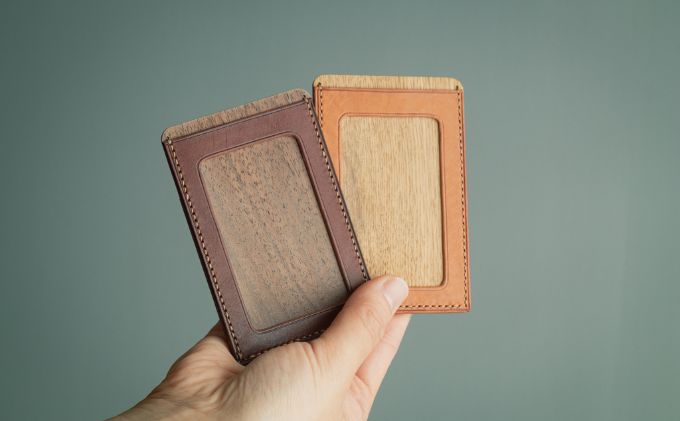 【ふるさと納税】木×革 パスケース 木製 革製品 定期入れ 定期ケース おしゃれ かわいい レザー 雑貨 ファッション雑貨 ファッション小物 日用品 ビジネス 長野 長野県 箕輪町 サムネイル2
