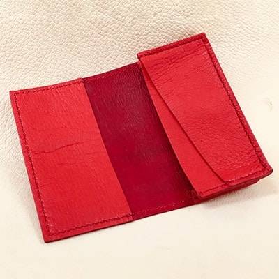 【ふるさと納税】【鹿革】ビジネスセット(ネームホルダー&名刺入れ)赤【1062664】 サムネイル2