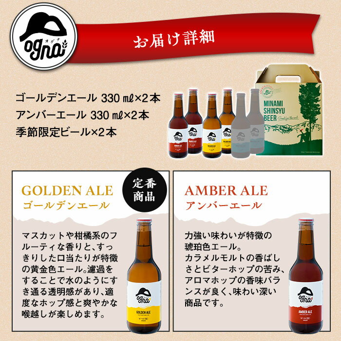 【ふるさと納税】南信州クラフトビール「Ogna」6本セット | お酒 ビール 飲み比べ 地ビール 南信州 上伊那 宮田村 長野 オグナ 地域限定 クラフトビール 国産 日本産 ギフト クリスマス 人気 お祝い 贈答 ギフト プレゼント フルーティー 限定品 醸造 ホップ 香り高い - 画像3