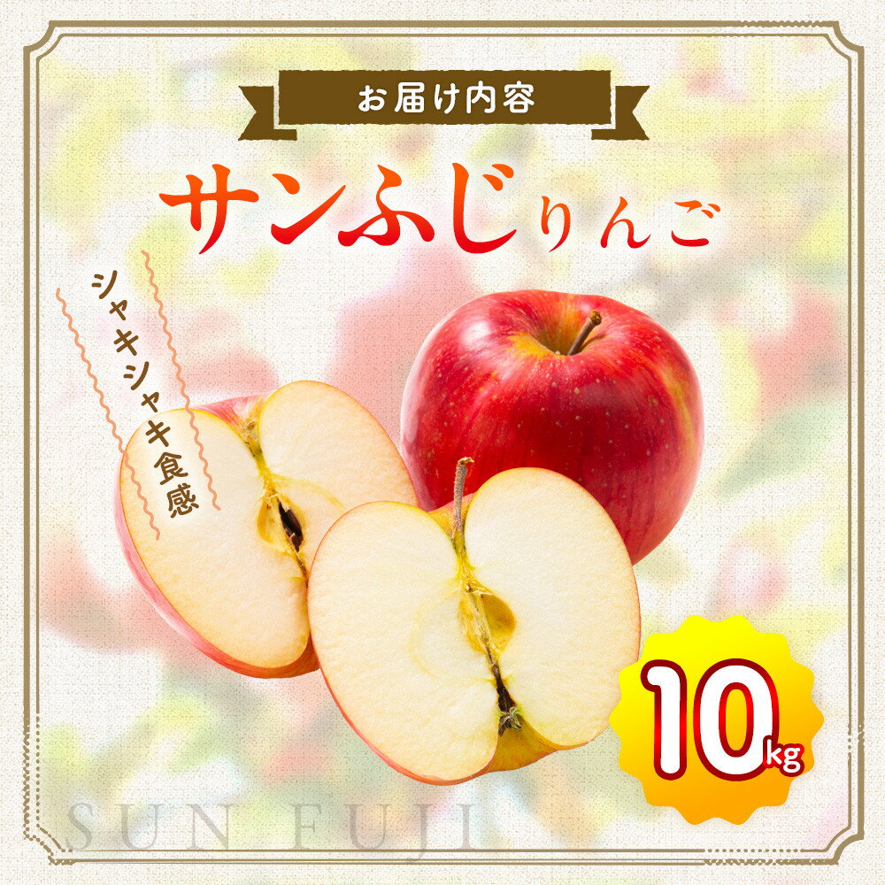 【ふるさと納税】サンふじリンゴ（10kg）（予約制）（りんご 林檎 フルーツ ビタミン 果物 くだもの 食品 上伊那 宮田村 長野 信州 甘い 新鮮 人気 ギフト 贈答 お祝い プレゼント 贈り物 特産品） サムネイル3