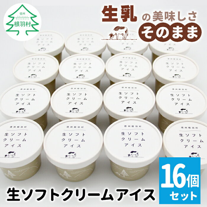香料・着色料不使用！生ソフトクリームアイス 16個入り 80ml 生乳 牛乳 ミルク スイーツ アイスクリーム 信州 搾りたて アイス 10000円