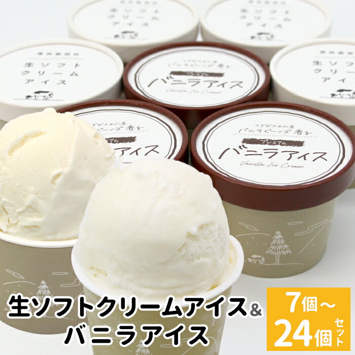 生ソフトクリーム＆バニラアイス 7個 16個 24個 食べ比べ 着色料不使用 80ml マダガスカル産 アイスクリーム バニラ 定番 ミルク ご当地アイス 詰め合わせ ソフトクリーム 5000円 5000円以内 10000円 10,000円