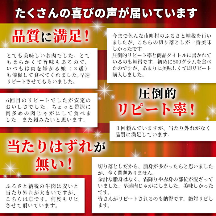 【ふるさと納税】驚異のリピート率！信州高原和牛 徳用切り落とし 1kg (250g×4) 国産 黒毛和牛 和牛 牛肉 小分け包装 切り落とし オンライン申請 高評価 10000円 10,000円 一万円 サムネイル3