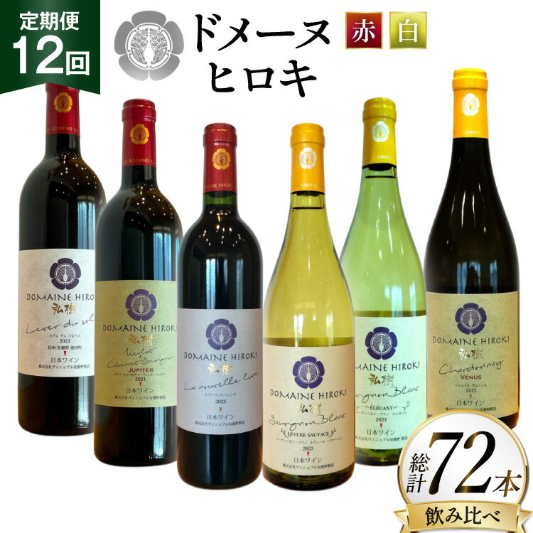 定期便 ワイン 赤白 6本 セット 各 750ml 12回 計 72本 [ヴィニョブル安曇野 長野県 池田町 48110764] フルボディ 飲み比べ ワインセット 赤ワイン 白ワイン
