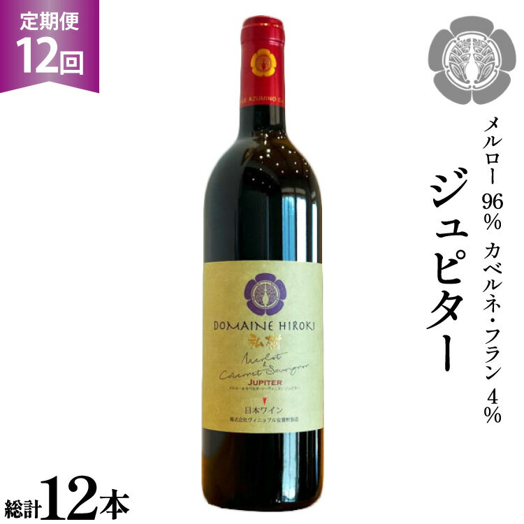 12回 定期便 ワイン ジュピター 750ml×1本 計12本 [ ヴィニョブル安曇野(ドメーヌ・ヒロキ) 長野県 池田町 48110814] ワイン 赤 赤ワイン