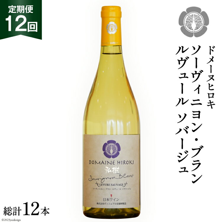 【12回 ワイン 定期便 】ソーヴィニヨン ブラン ルヴュール ソバージュ750ml 1本 ×12回 総計12本 [ヴィニョブル安曇野 DOMAINE HIROKI 長野県 池田町 48110706] 白ワイン お酒 酒