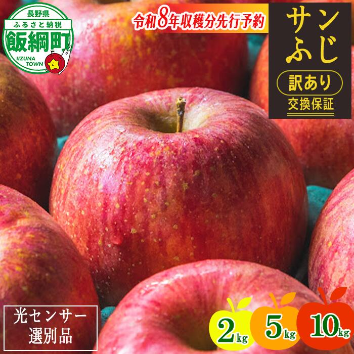 ＜令和8年収穫分先行予約＞ りんご 訳あり 果物 2kg 5kg 10kg サンふじ 長野 わけあり くだもの フルーツ 交換保証 不揃い 規格外 傷 光センサー 信州 林檎 感謝りんご 2キロ 5キロ 10キロ 8000円 12000円 R8年12月末～R9年1月末発送 長野県 飯綱町 - 長野県 飯綱町のふるさと納税返礼品（ランキング6位）