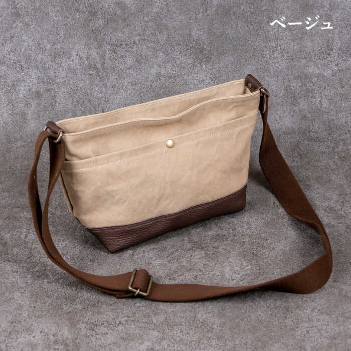 【ふるさと納税】バッグ アーミーダックショルダーバッグ M 4色から選べる 鞄 布製帆布 ユニセックス かばん カバン 通勤 通学 ダック生地 日本製 国産 ハンドメイド カジュアルバッグ 男女兼用 人気 Mサイズ 本革 メンズ レディース ギフト 岐阜市 / 革工房COMOC[ANBP003] サムネイル2