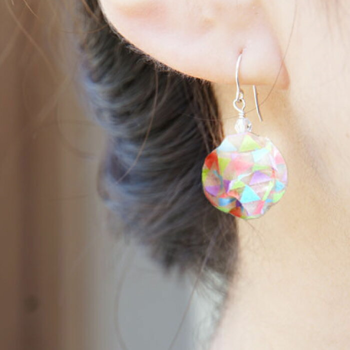 【ふるさと納税】(P)vd01-008 Balle 鱗 カラフル ピアス 美濃和紙 アクセサリー レジン ガラスビーズ ゴールドフィルド スターリングシルバー 両耳用 手作り プレゼント 岐阜市/家田紙工[ANCA023] サムネイル2