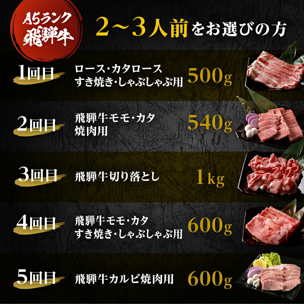 【ふるさと納税】 ＼高評価★4.88／A5飛騨牛 定期便 5回 ちょこちょこお届け（焼肉・すき焼き など）5カ月☆ 飛騨牛 牛肉 肉 お肉 ランキング 黒毛和牛 希少部位 国産 厳選 ブランド牛 人気 60000円 高級 岐阜県 大垣市 サムネイル3