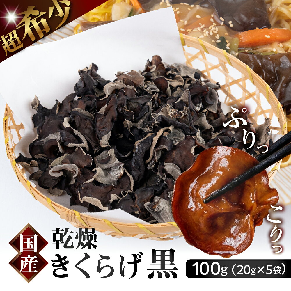 先行予約受付中 ＼ぷりっと、こりっと／超希少 乾燥きくらげ 黒 国産 100g 20g × 5袋 個包装 小分け きくらげ キクラゲ 木耳 乾燥 きのこ キノコ 保存 便利 産地直送 産直 野菜 農薬不使用 7000円 7千円 ベジファームおおがき ゼロックス 岐阜県 大垣市