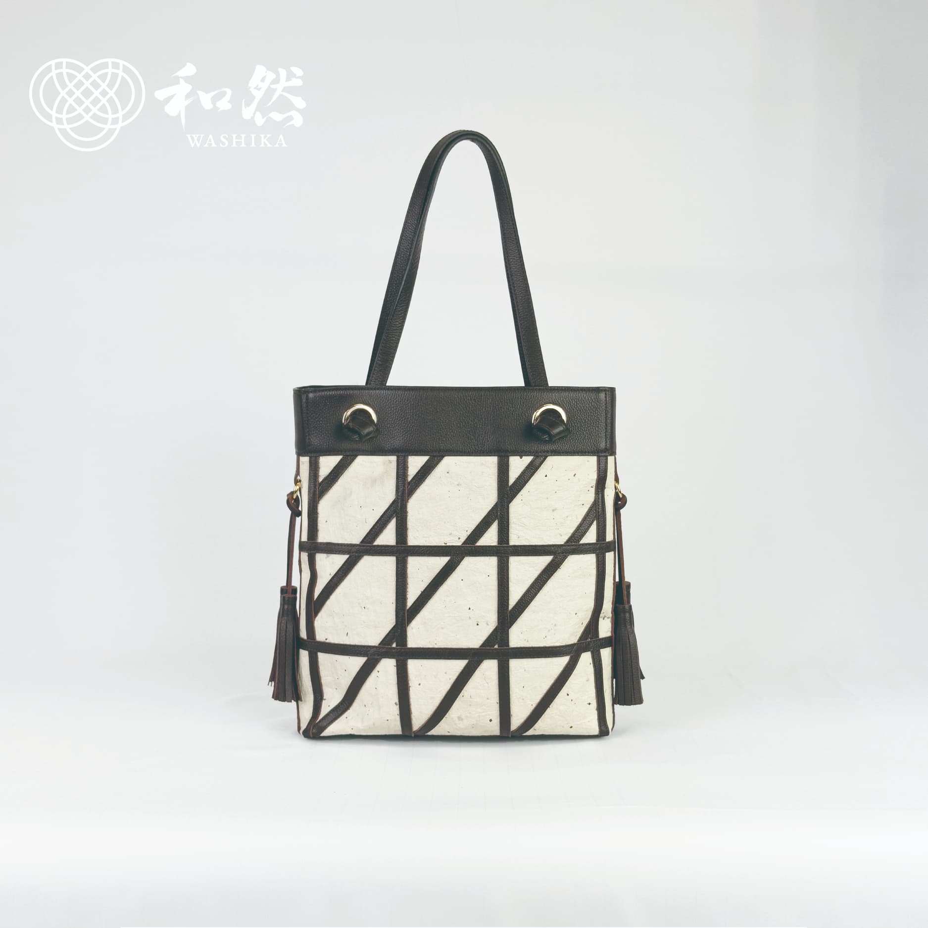 【ふるさと納税】 ≪選べるカラー≫【和然WASHIKA】幾何学模様 ショルダー バッグ 美濃の手漉き 和紙 × 本革 雫 カバン かばん 鞄 バッグ ファッション レディース 雑貨 和雑貨 TG 岐阜県 大垣市 サムネイル3