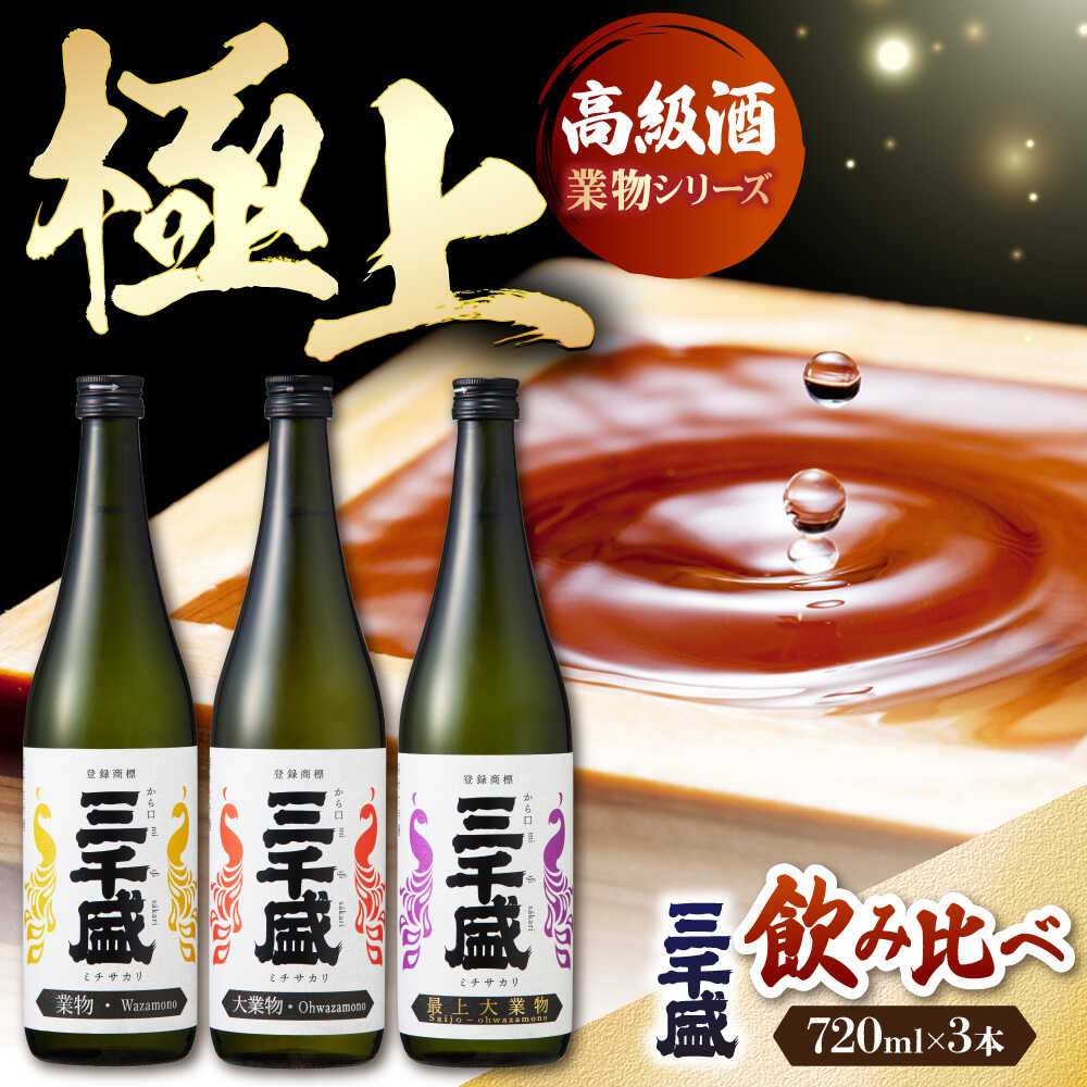 【日本酒】 純米大吟醸 業物Wazamonoシリーズ 3本セット 多治見市 / 三千盛 極上 辛口 飲み比べ　[TBC014]