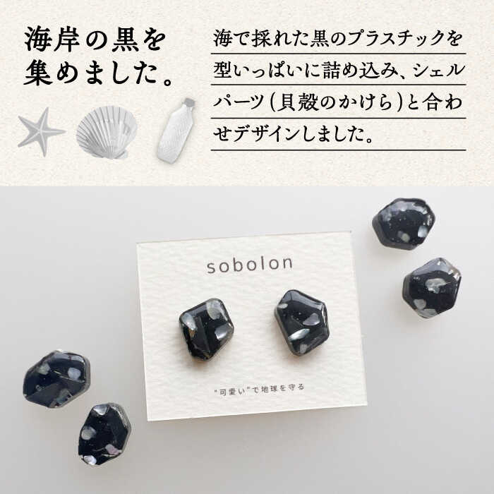 【ふるさと納税】海洋プラスチックから生まれた ピアス / イヤリング sobolon いびつちゃん 黒MIX 多治見市[TFC015] サムネイル2