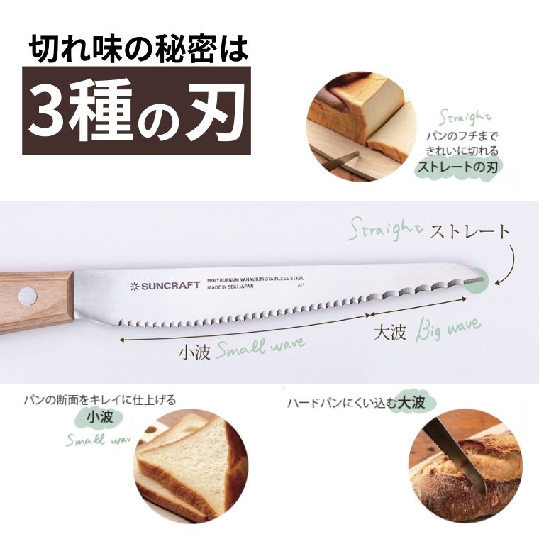 【ふるさと納税】パン切り包丁 【せせらぎ】 日本製 食パン 14cm パン切りナイフ ブレッドナイフ 木製ハンドル パンナイフ ソフト ハード おしゃれ 調理器具 キッチンツール ギフト （MS-002） - 画像3