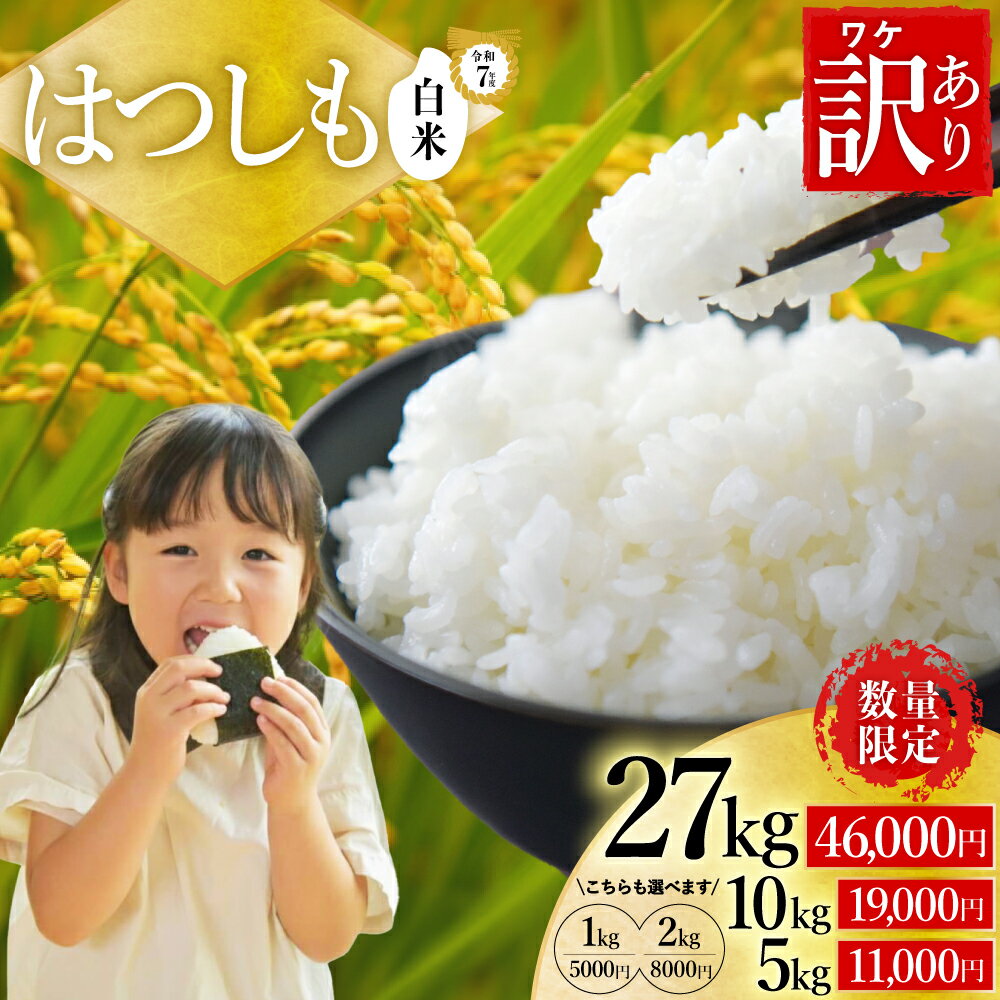 【27kg 今だけ寄付額46,000円 / 在庫なくなり次第終了】【岐阜県代表品種】 令和7年産 ハツシモ米 【白米】【選べる内容量】訳あり 期間限定 数量限定 寄付額改定 / 1kg・2kg・5kg・10kg・27kg 世界農業遺産認定地域（清流長良川中流域）栽培 幻のお米
