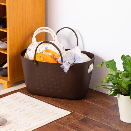 【ふるさと納税】【エコマーク製品】トヨテックバスケット 2色（白・茶）セット 大容量 27L / D10-14 収納ケース 防災グッズ アウトドア キャンプ用品 ランドリーバスケット 洗濯かご 洗車用品 かごバッグ 収納バッグ バケツ プラスチック製 水洗い可能 防水 サムネイル3