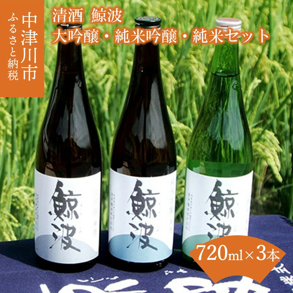 清酒 鯨波 (くじらなみ) 大吟醸 純米吟醸 純米 飲み比べ セット 720ml × 3本 常温【恵那醸造】お酒 日本酒 山田錦 ひだほまれ お祝い ギフト プレゼント 贈り物 送料無料 岐阜県 中津川市 F4N-0989