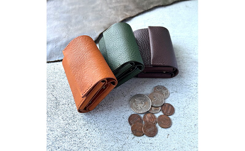 【ふるさと納税】本革 三つ折りミニ財布 シボ入り栃木レザー ファッション小物 革小物 レザー小物 ウォレット コンパクト カード入れ 小銭入れ お札入れ サムネイル2