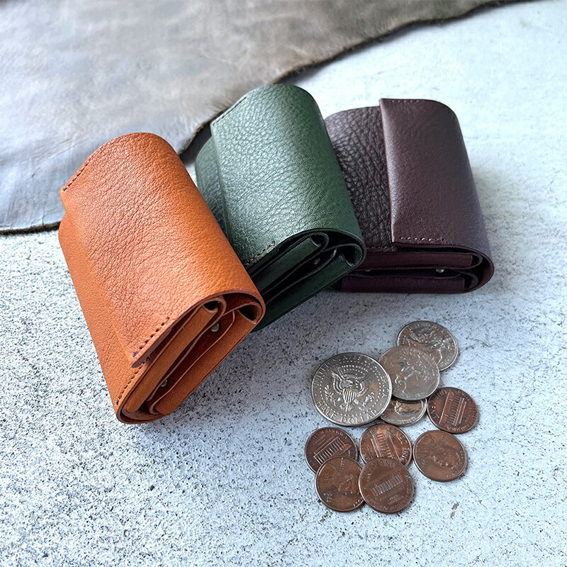 本革 三つ折りミニ財布 シボ入り栃木レザー ファッション小物 革小物 レザー小物 ウォレット コンパクト カード入れ 小銭入れ お札入れ