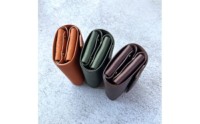 【ふるさと納税】本革 三つ折りミニ財布 シボ入り栃木レザー ファッション小物 革小物 レザー小物 ウォレット コンパクト カード入れ 小銭入れ お札入れ サムネイル3