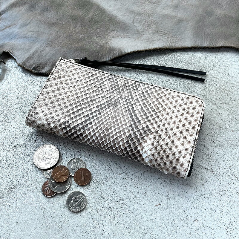 本革 L字ファスナー長財布 ダイヤモンドパイソンレザー ファッション小物 イタリアンレザー プレゼント ギフト