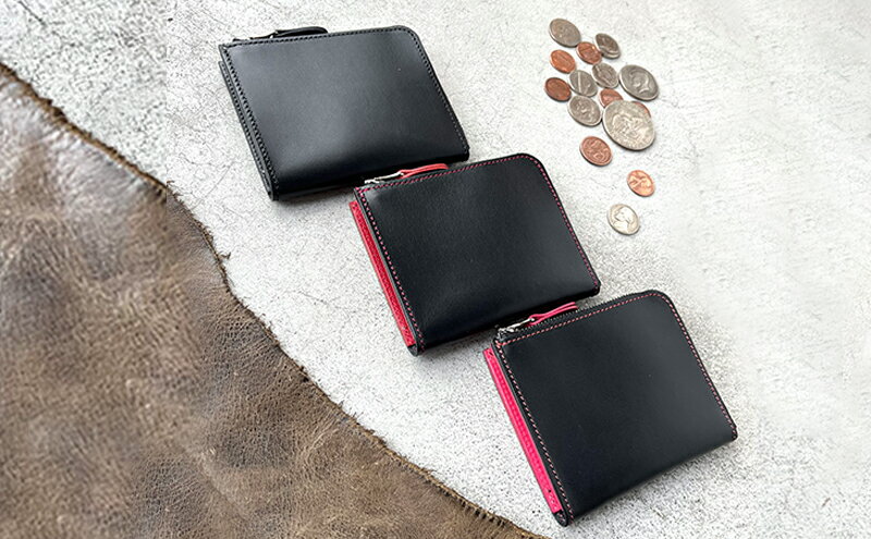 【ふるさと納税】革財布 本革 L字ファスナー ミニ財布 イタリアンレザー ブラックビューティー 美濃市 サムネイル2