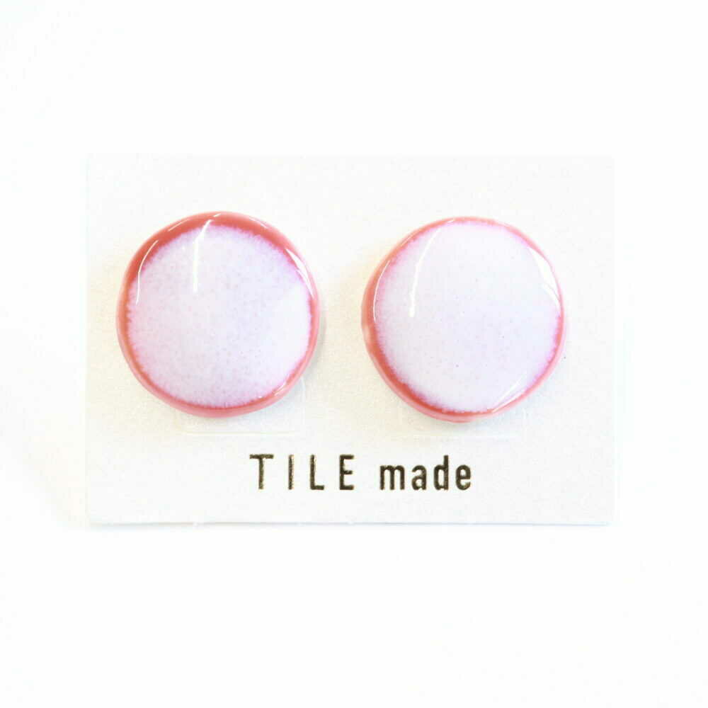 【美濃焼】 ピンクむら タイル ピアス 直径20mm 瑞浪市 / TILEmade タイル アクセサリー ハンドメイド[AZCD024]