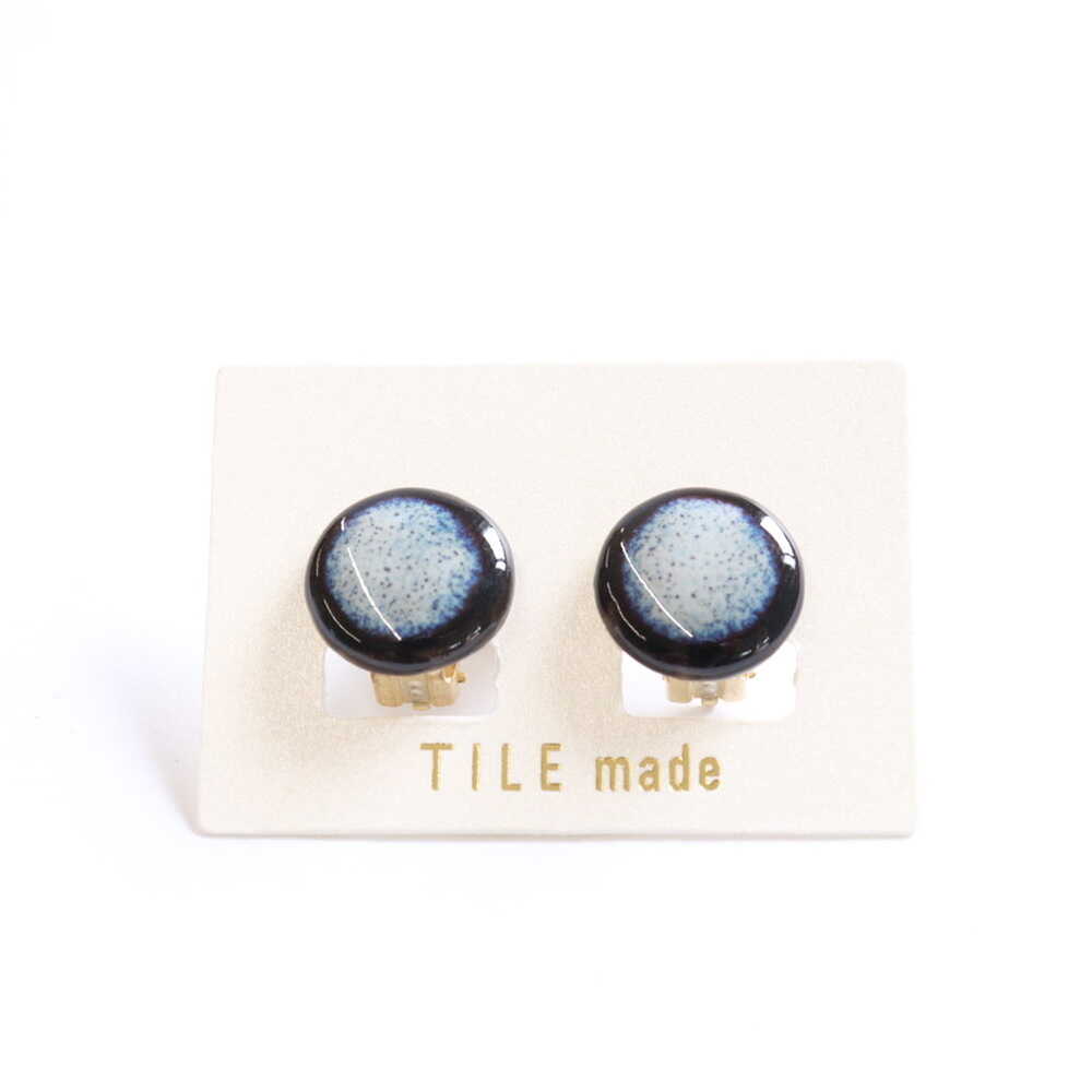 【美濃焼】 紫むら タイル イヤリング 直径15mm 瑞浪市 / TILEmade タイル アクセサリー ハンドメイド[AZCD032]