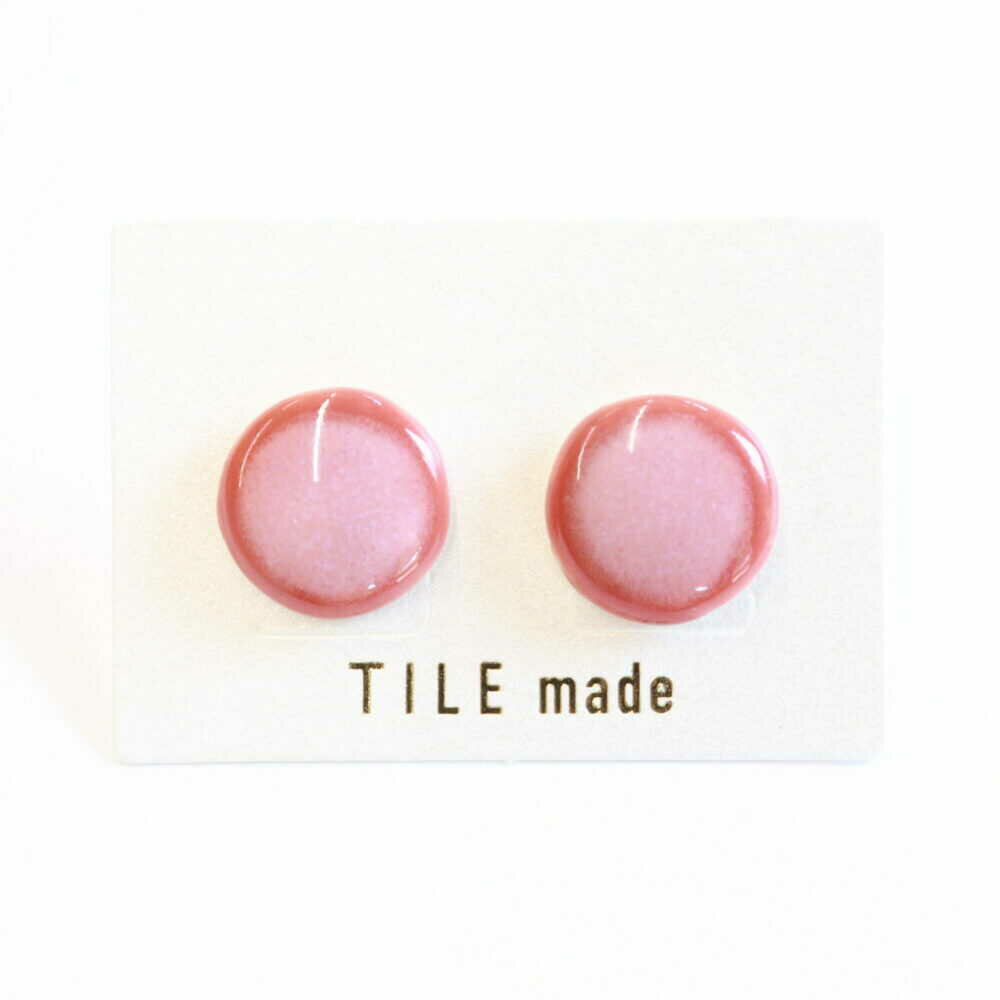 【美濃焼】 梅むら タイル ピアス 直径15mm 瑞浪市 / TILEmade タイル アクセサリー ハンドメイド[AZCD059]