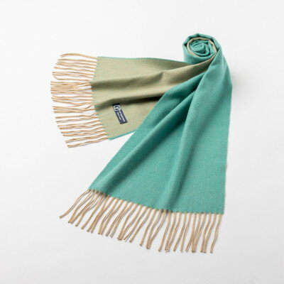 【ふるさと納税】リバーシブル風　カシミヤ100%　マフラー　(ピーコックブルー×ベージュ)【1491457】 サムネイル2