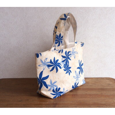 【ふるさと納税】ハワイアントートバッグ(青色ティアレ柄)【1498081】 サムネイル2