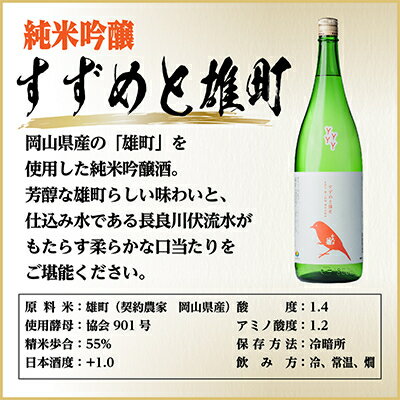 【ふるさと納税】純米吟醸 すずめと雄町　1800ml×1本【1533491】 サムネイル2