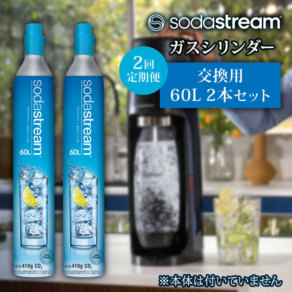 【2本×2回定期便】ソーダストリーム ガスシリンダー交換用60L / SodaStream 炭酸水 水 ソーダ水 回収用送り状付き【ソーダストリーム】[MDN007]