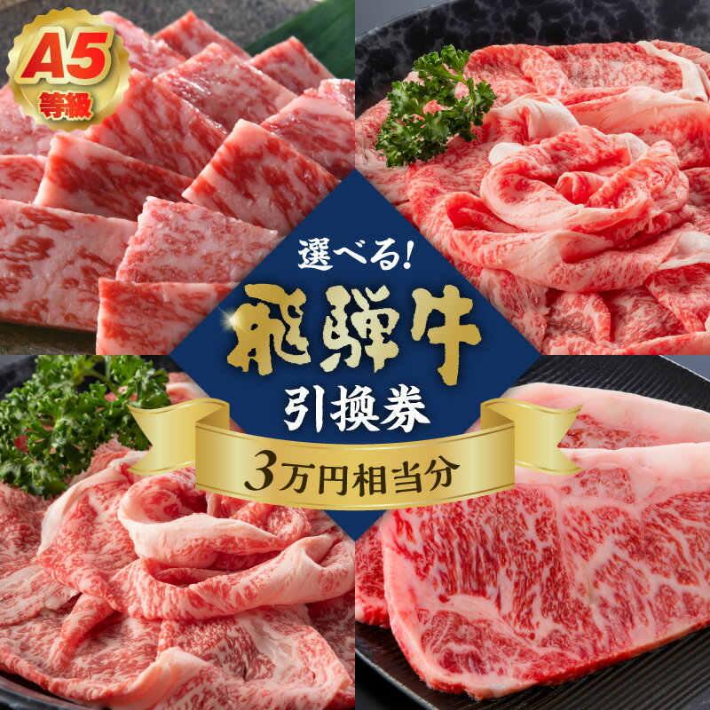 A5等級 選べる飛騨牛 引換券 3万円相当分 岐阜県 可児市 チケット 食品 和牛 お肉 ブランド ブランド牛 牛肉 霜降り グルメ券 ギフト券 プレゼント 贈り物 ギフト お取り寄せ 送料無料