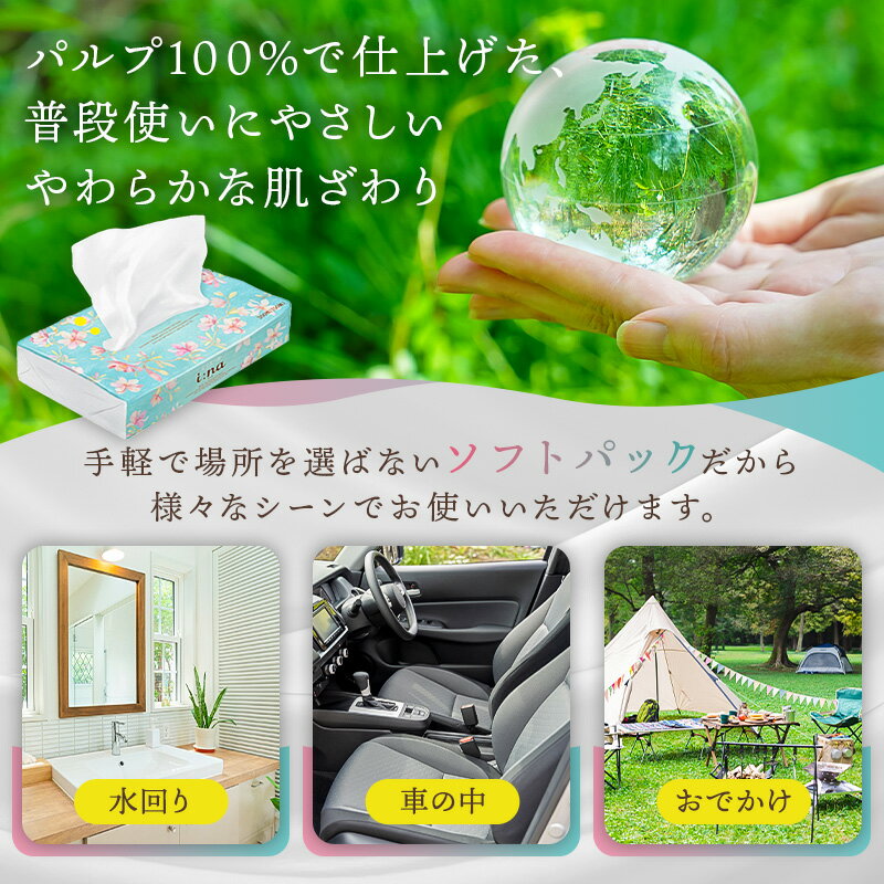 【ふるさと納税】エリエール i:na イーナ ソフトパックティシュー【選べる個数】 ハーフサイズ ティッシュペーパー ソフトパックティッシュ ソフトパック ティッシュ 箱なし 日用品 新生活 備蓄 防災 消耗品 生活雑貨 生活用品 ストック 岐阜県 サムネイル2