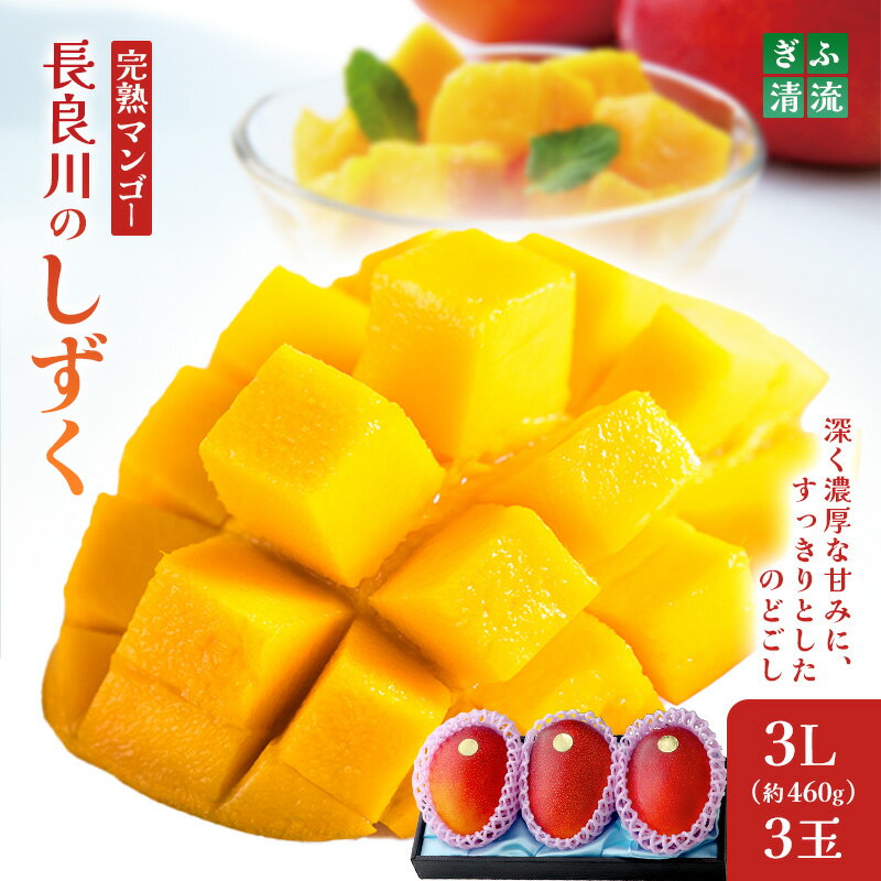 ぎふ清流完熟マンゴー 3個セット 果物 フルーツ｜果物 フルーツ 旬 採れたて お取り寄せ お取り寄せグルメ デザート スイーツ おやつ 贈答用 贈り物 ギフト プレゼント ※北海道・沖縄県・離島への配送不可 ※2026年6月中旬～7月下旬頃に順次発送予定