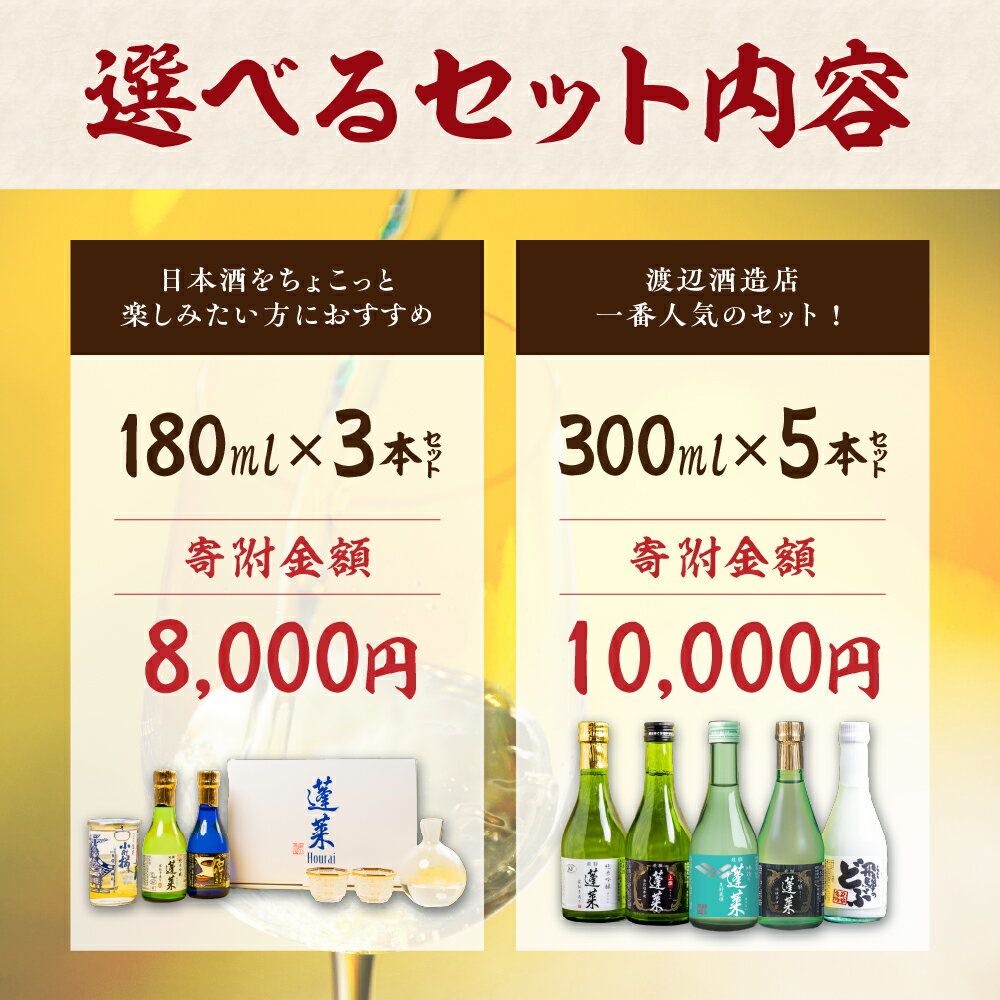 【ふるさと納税】 《年末限定福袋セット先行予約受付中》金賞受賞酒300ml×5本セット 日本酒 飲み比べ セット 蓬莱 渡辺酒造店 地酒 酒 お酒 辛口 純米吟醸 入り お試し ギフト 受賞 コンクール 旨い 父の日 父の日ギフト［B0075］日時指定可 福袋 サムネイル2