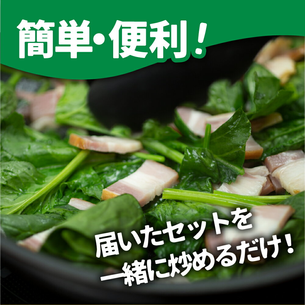【ふるさと納税】令和8年産《先行予約》【6月〜10月発送】奥飛騨山之村 清水さんちのほうれん草180g×2・山之村牧場 スライスベーコン 100g セット 野菜 葉物野菜 ホウレンソウ ほうれんそう 旬 簡単調理 小分け 産地直送 ベーコン [Q1536_u] - 画像2