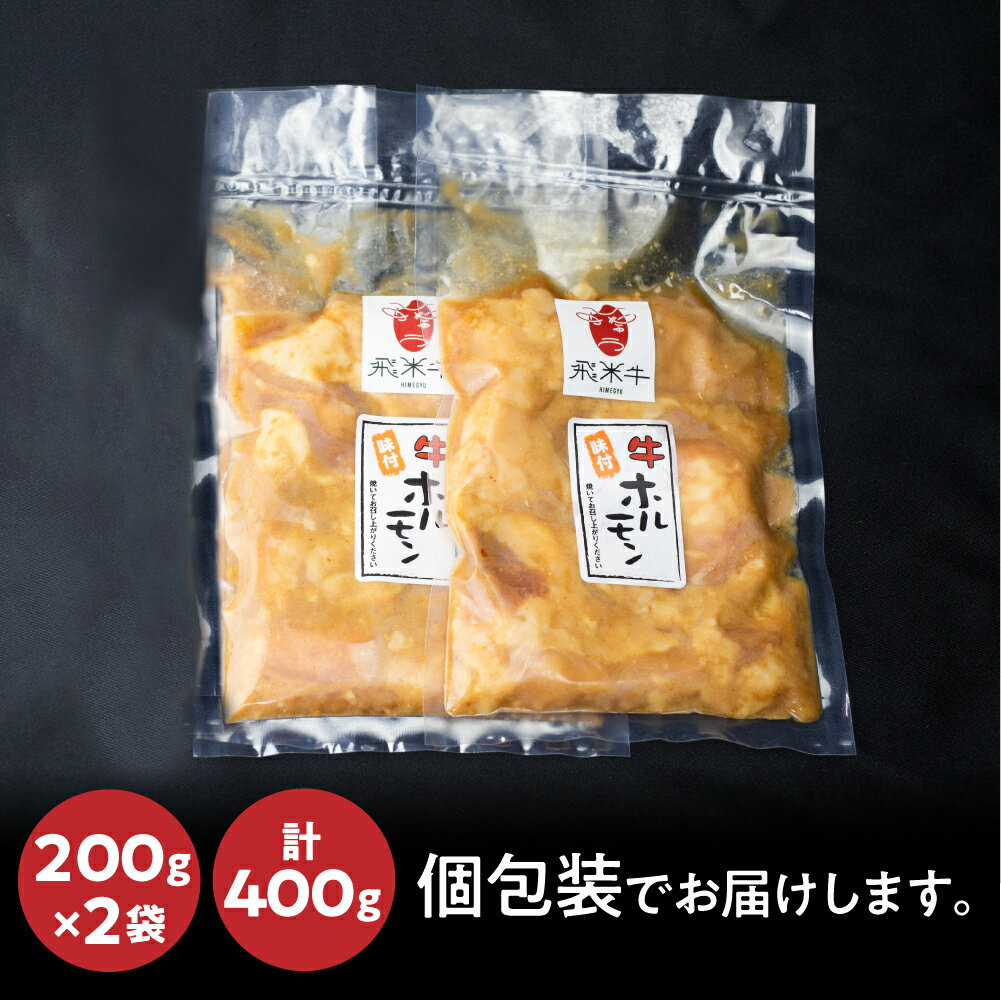 【ふるさと納税】《簡易包装》飛米牛 ひめぎゅう 味付けホルモン 計400g 200g×2パック 個包装 焼肉 ホルモン 味付き肉 飛騨 BBQ バーベキュー 黒毛和牛 国産 冷凍 小分け [Q761_u] 8000円 8千円 サムネイル3