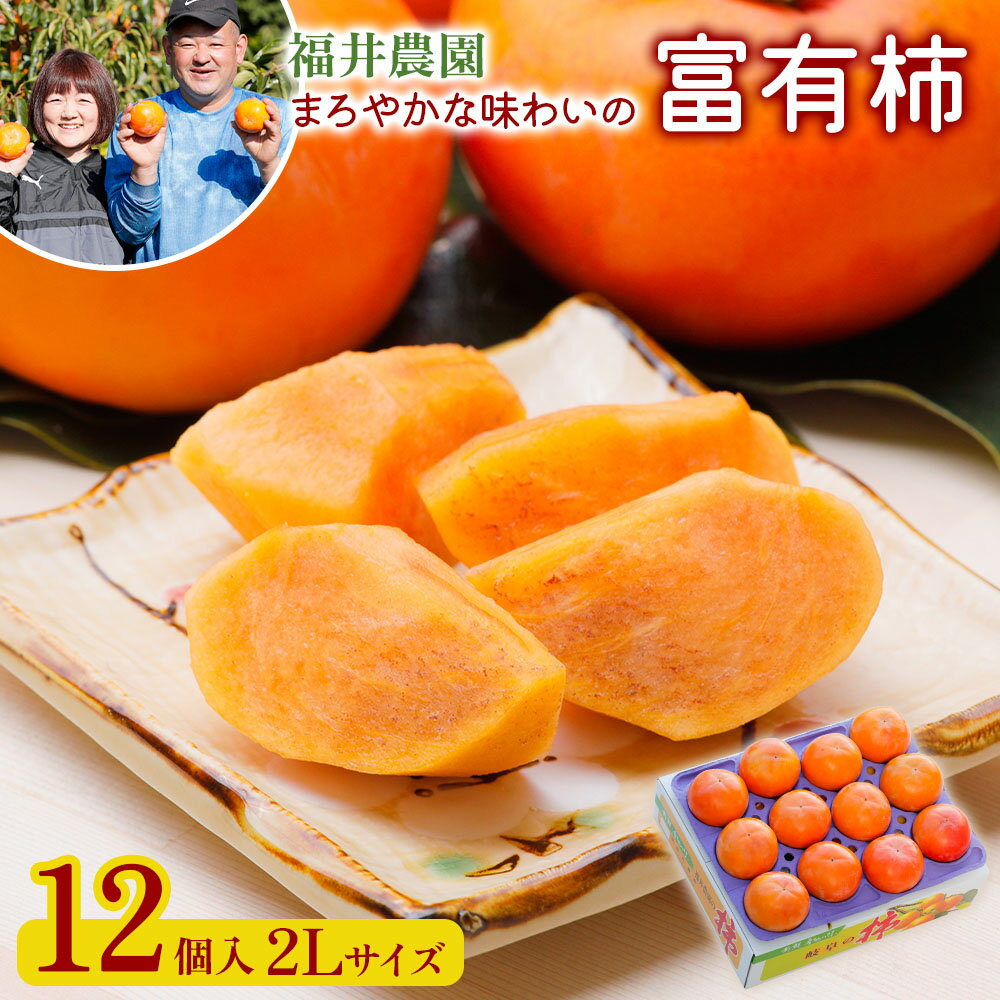 【先行予約 】 [柿の王様] 福井農園の富有柿 2Lサイズ (12個入) [0152]｜令和7年産 かき 富有柿 フルーツ カキ 果物 くだもの 産地直送 岐阜県 本巣市 化粧箱 入り 特産品 12000円