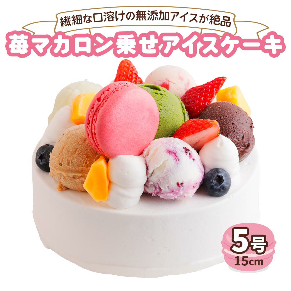 アイスクリームケーキ 苺マカロン乗せ｜ロワゼット デザート アイス ケーキ 乳化剤 安定剤 保存料 人工甘味料 などが不使用 無添加 デザート おやつ プレゼント 誕生日 祝い [0262] 17000円