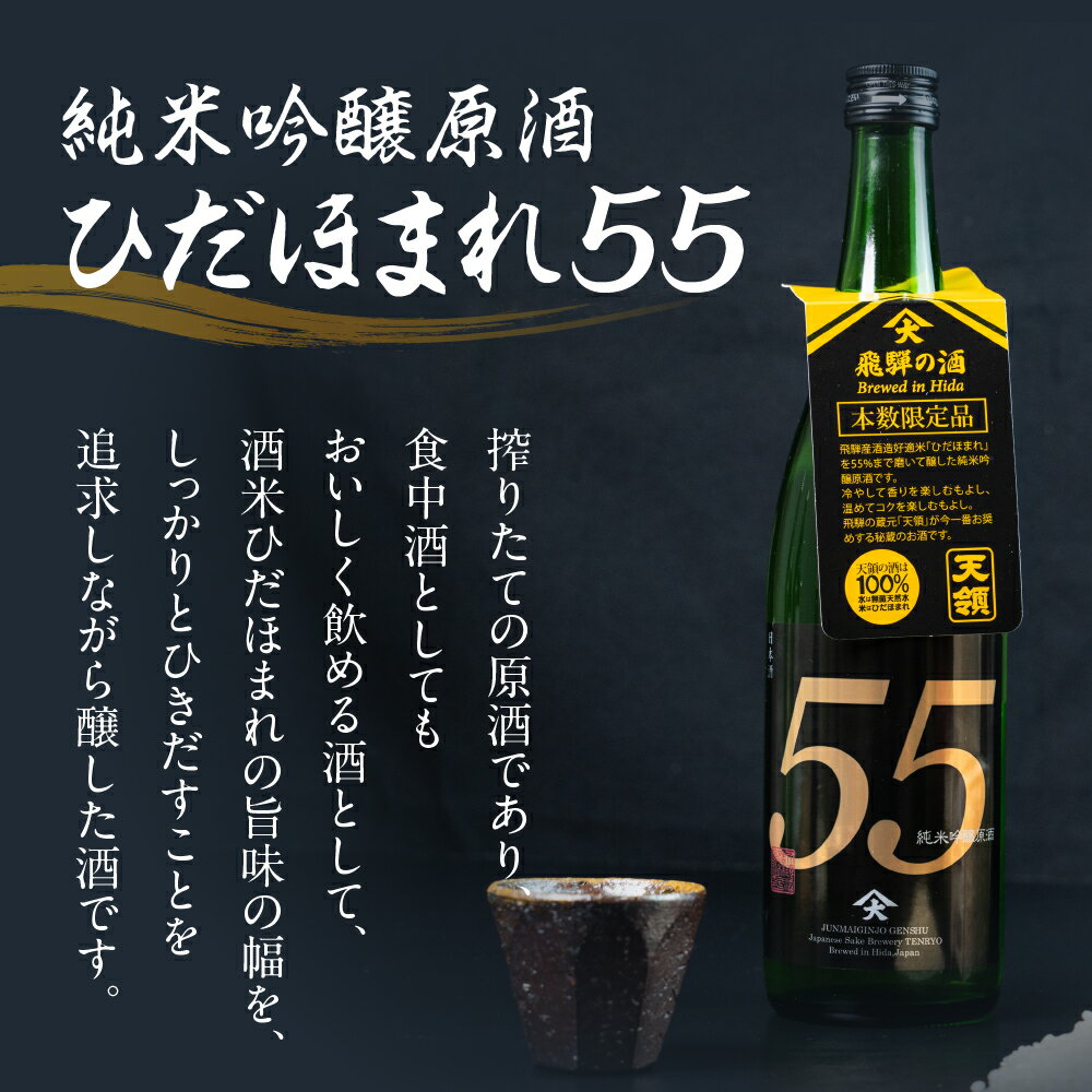 【ふるさと納税】天領酒造 純米吟醸原酒 ひだほまれ55 720ml 1本・山仙キューブ米3個（1個 300g）セット 純米吟醸 天領 酒 日本酒 米 ギフト いのちの壱 山仙 贈答 下呂市 サムネイル2