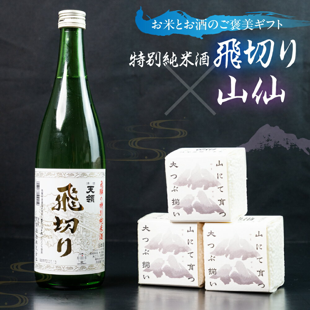 天領酒造 特別純米酒飛切り 720ml 1本・山仙キューブ米3個（1個 300g）セット 純米吟醸 天領 酒 日本酒 米 ギフト いのちの壱 山仙 贈答 下呂市
