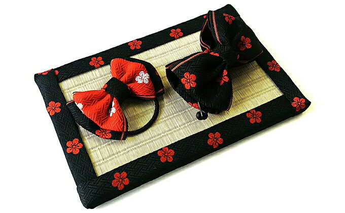 【ふるさと納税】畳縁アクセサリ−縁結びセット（ブラック） サムネイル2
