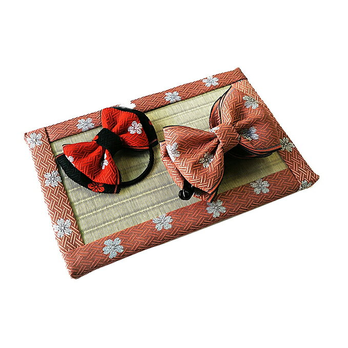 畳縁アクセサリ−縁結びセット（ピンク）