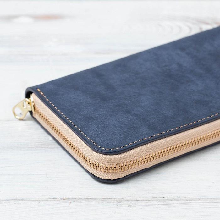 イタリアンレザーの長財布　【グレー】【本革　高級牛革　タンニンなめし　フルレザー仕様】