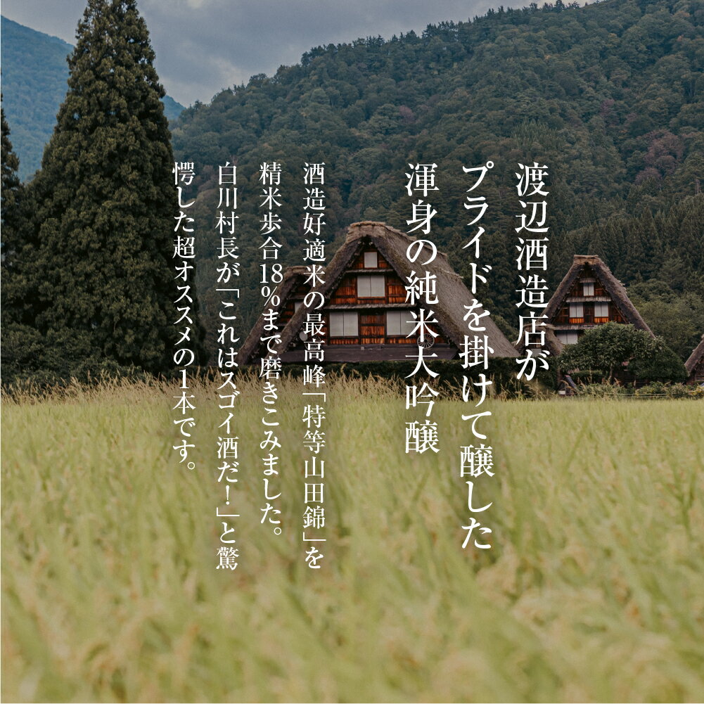 【ふるさと納税】日本酒 村長の一本 720ml 200%応援コース 純米大吟醸 フルーティーで透き通るやや甘口 限定 限定酒 渡辺酒造店 金賞 受賞酒 ギフト お酒 飛騨 岐阜 地酒 世界遺産 白川郷 地酒 60000円 [S893] サムネイル2