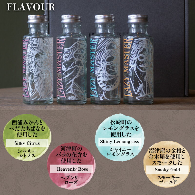 【ふるさと納税】 クラフト ジン 4種 飲み比べ 沼津蒸留所 LAZY MASTER M4STERMIND Original 100ml 4本 セット 贈答 ギフト 父の日 地酒 お酒 プレゼント アルコール 蒸留酒 ラベル デザイン ボトル 特産品 返礼品 地域支援 沼津市 静岡県 サムネイル3
